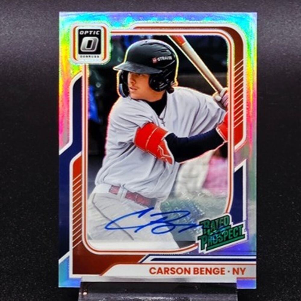 Carson Benge Optic Signature Auto Holo Prizm RC New York Mets Top Prospect